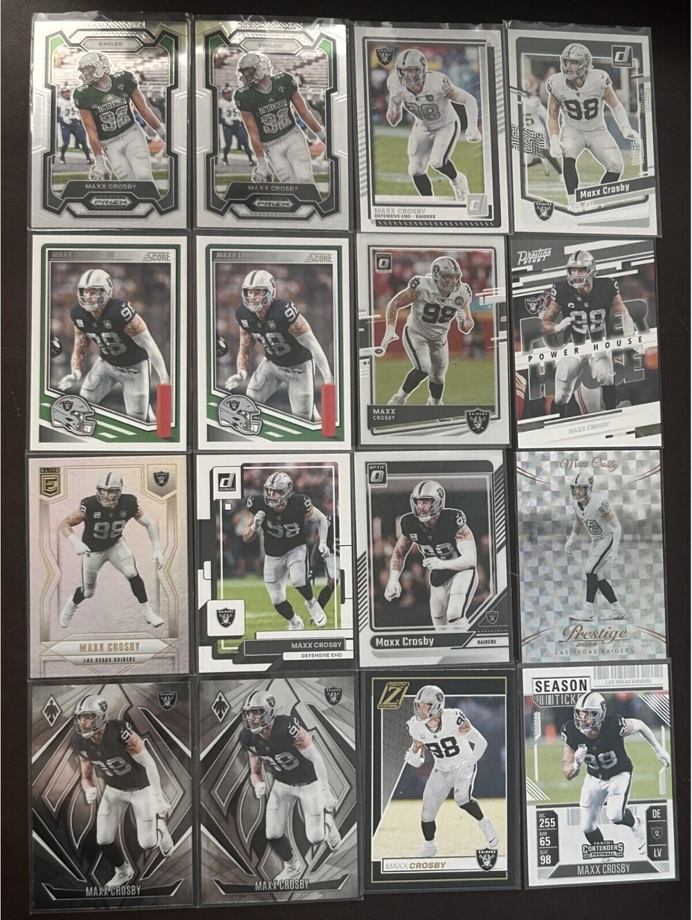 2020-25 NFL ALL PRO LAS VEGAS RAIDERS DE MAXX CROSBY COLLECTION 16 CARD LOT NM